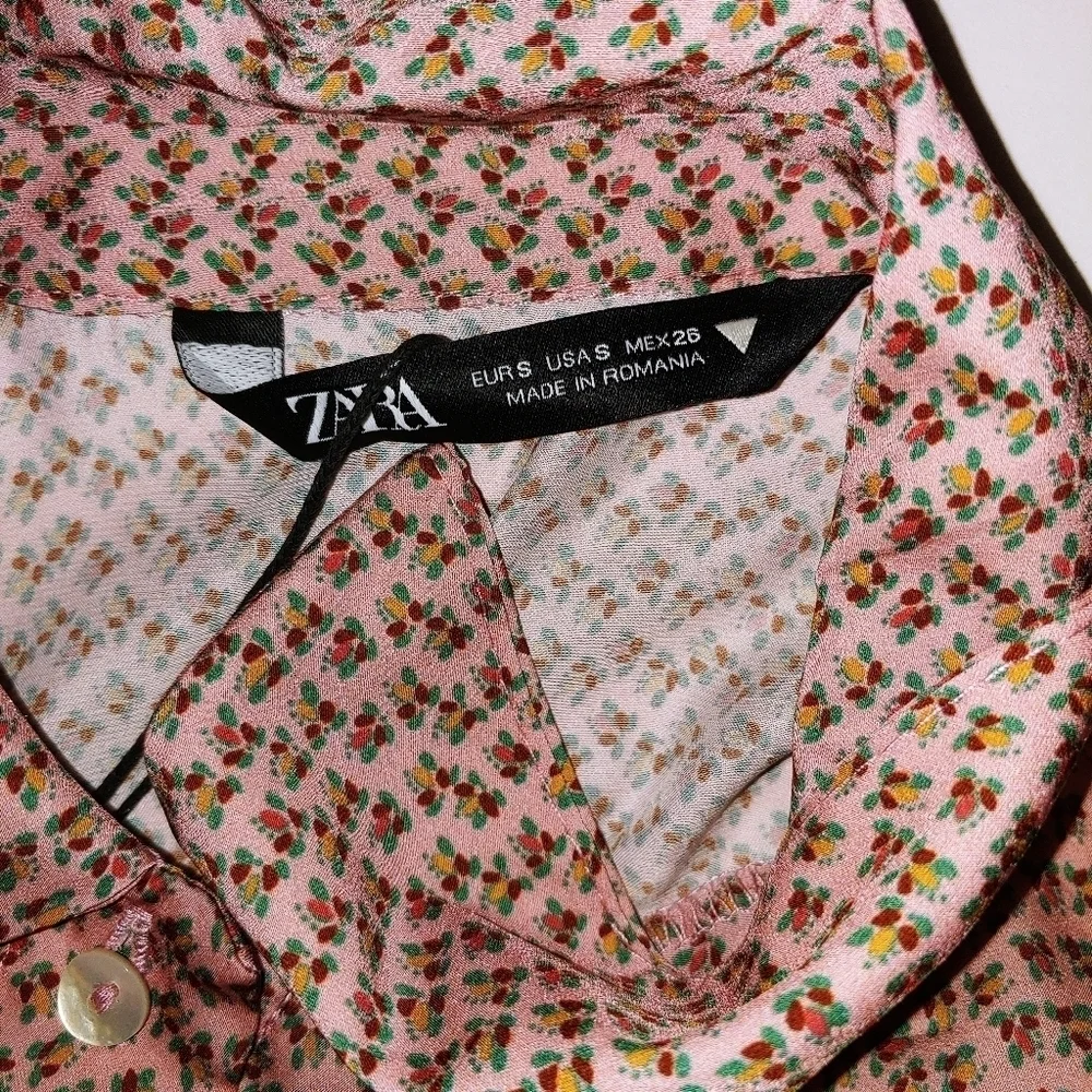NWT Zara Polyester Floral Button Shirt Maxi Dress S